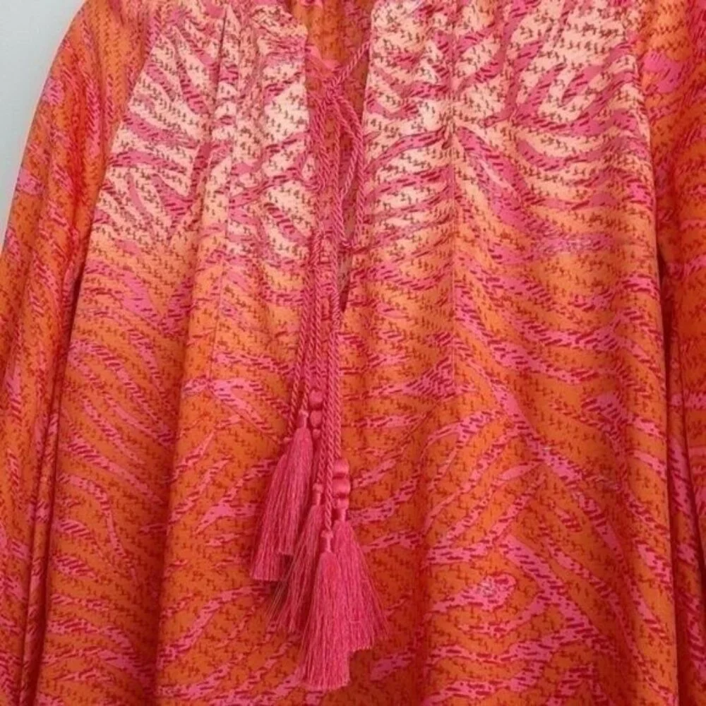 H&M Conscious Hot Pink Tassel Tunic Top Sz 4 - Picture 7 of 14
